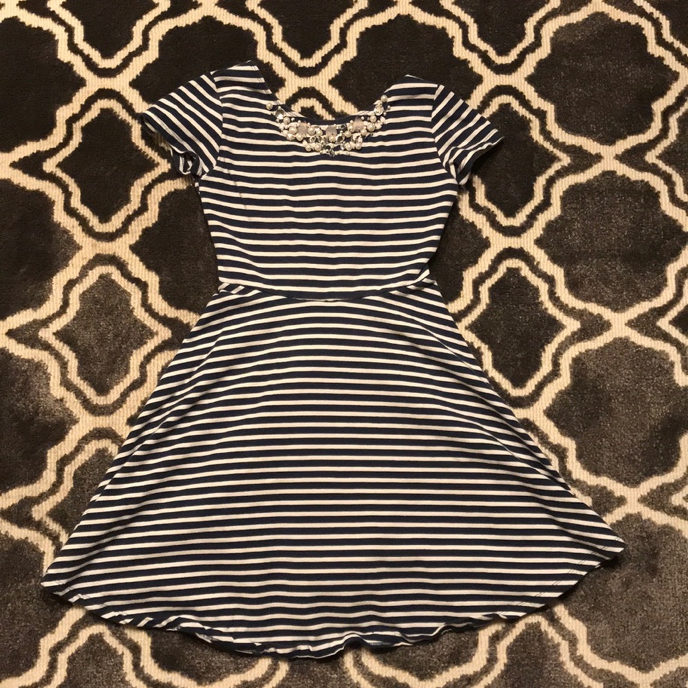 Scooter Brown blue/white stripped girls dress S
